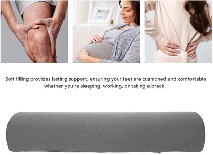 2026 New Knee Pillow for Back Sleeping, Ergonomic Half Moon Bolster Pillow with Soft Filling, Under Leg Support for Sleeping on Back Foot Elevation (Gray)