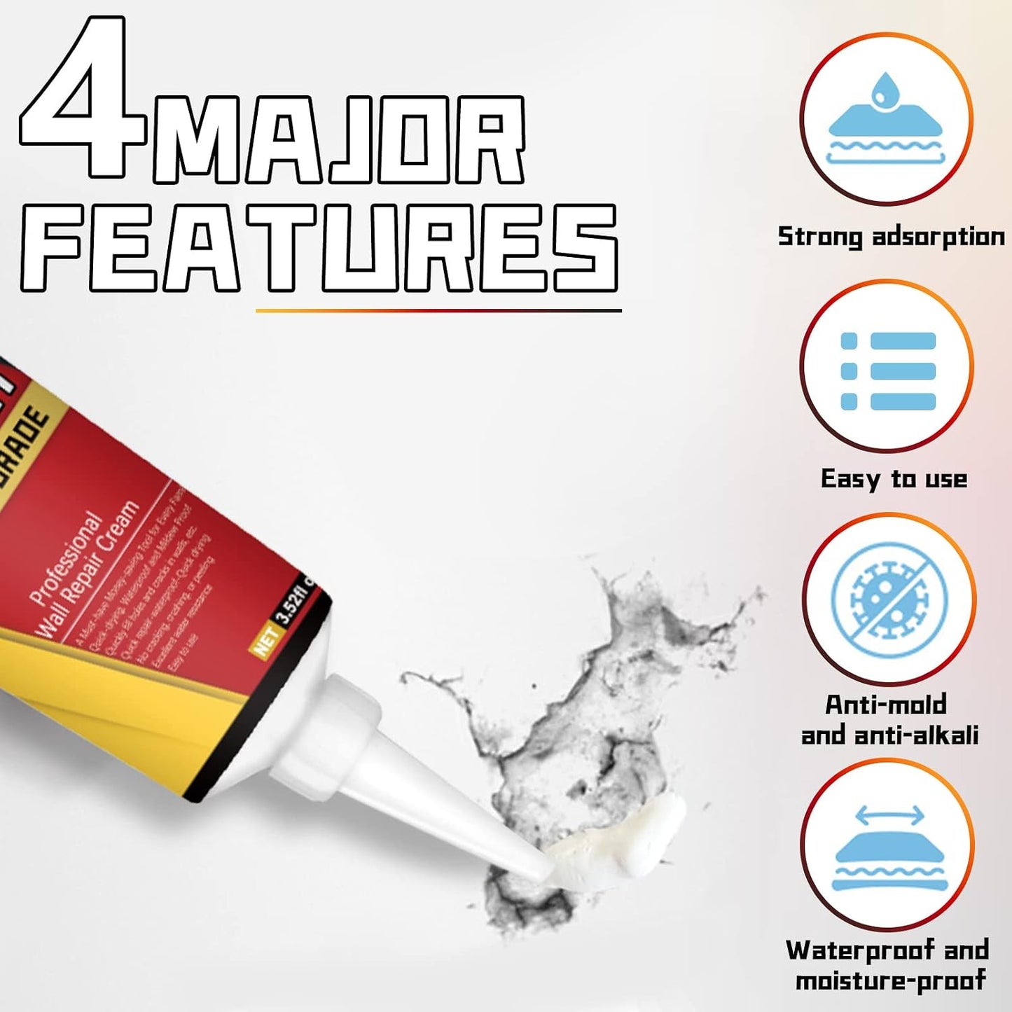 Drywall Patch Repair Kit with Scraper, Wall Spackle Repair Paste, Wall Mending Agent Quick and Easy Solution to Fill the Holes for Home Wall, Plaster Dent Repair and Wood Scratch Repair