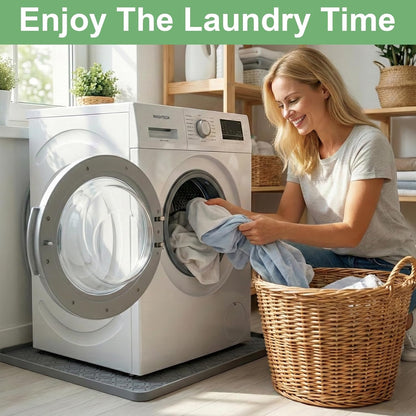 33 x 31 Inch Washing Machine Drain Pan, Silicone Washer Pan, Grey | 2cm Raised Waterproof Edge, Washer and Dryer Mat for Floor Protection, Fits Standard & Large Washers Up to 5.0 Cu.Ft.