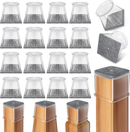 Ansible 24 Pcs Chair Leg Floor Protectors Square | Silicone Felt Furniture Leg Pads Caps Covers for Hardwood Floors (Fit:1-1/16" to 1-5/8")
