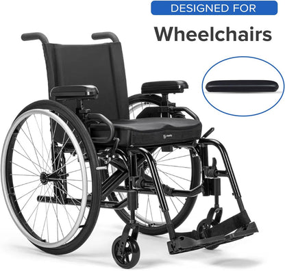 AlveyTech Heavy Duty Black 14" Full Length Padded Vinyl Armrest Pad for Wheelchair (Set of 2) - Replacement Comfortable Pads with Four Mounting Screws for Invacare & Drive Medical Wheelchairs