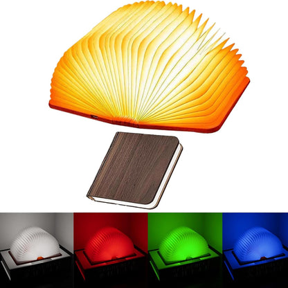 5.7 Inch Wooden Book Lamp, Multicolor Folding Book Lamp Automatically Changes Color, USB Rechargeable Book Lights, Novelty Night Light ﻿ (3Color, Large)
