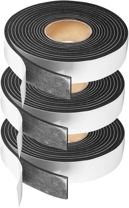 2 Rolls Foam Seal Tape for Door Window Insulation, Soundproof and Shockproof Foam Adhensive Strip, 3/8" Wx3/16 T Single Sided Foam Tape, Cold Air and Draft Closed Cell Seal Strip,Total 32FT