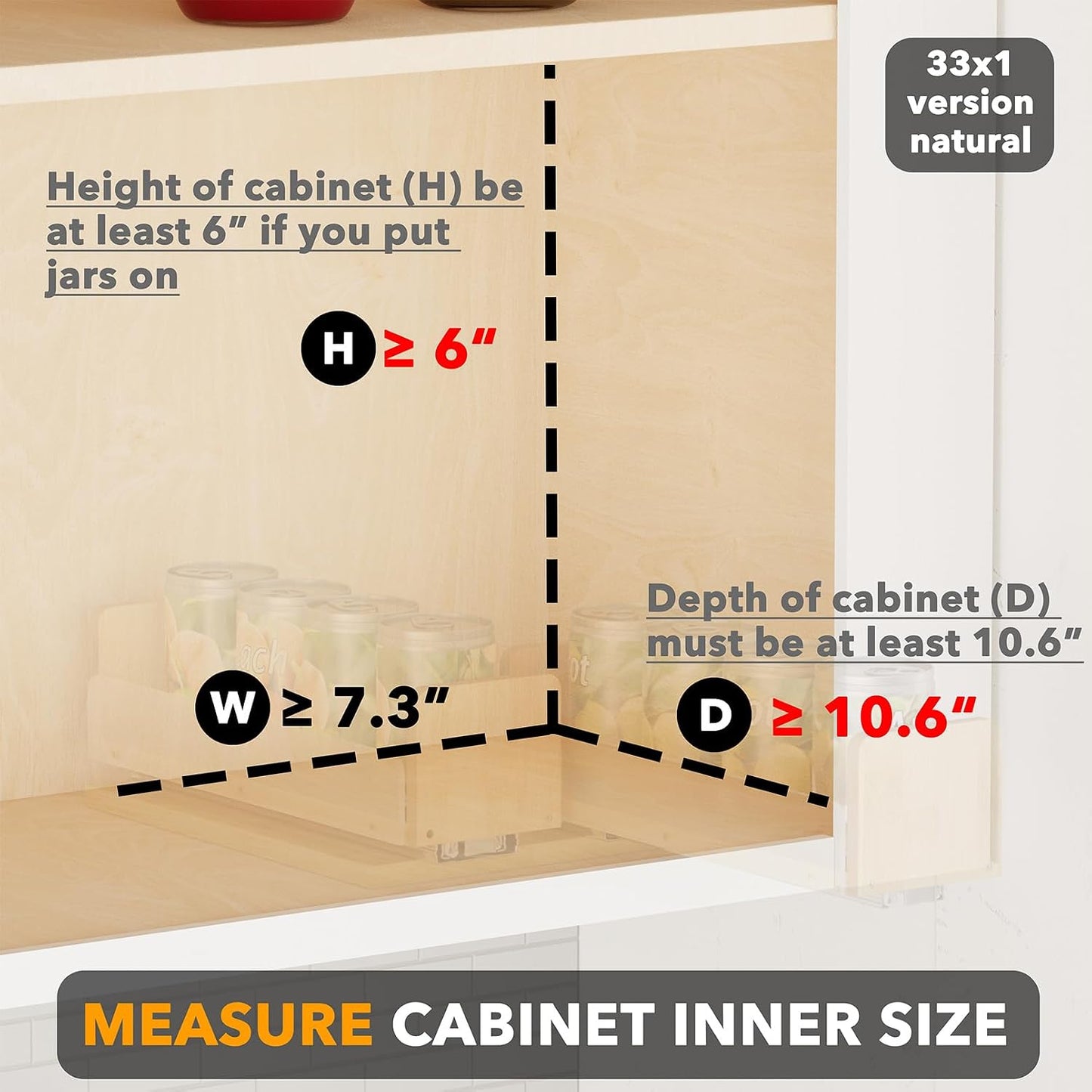 SpaceAid Bamboo Pull Out Spice Rack Organizer for Cabinet, Heavy Duty Slide Out Seasoning Kitchen Pantry Sliding Vertical Organization, 7.6" Wide, 3 Drawers(2" Wide), 2-Tier, Natural