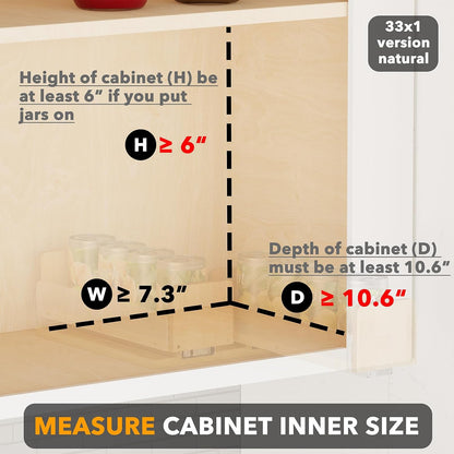 SpaceAid Bamboo Pull Out Spice Rack Organizer for Cabinet, Heavy Duty Slide Out Seasoning Kitchen Pantry Sliding Vertical Organization, 7.6" Wide, 3 Drawers(2" Wide), 2-Tier, Natural