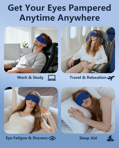 Aurorcness Heated Eye Mask for Dry Eyes – Cordless Warm Eye Compress, 100% Mulberry Silk Sleep Mask with Graphene Heating, 3 Heat Levels and Auto Shut-Off, Rechargeable & Washable