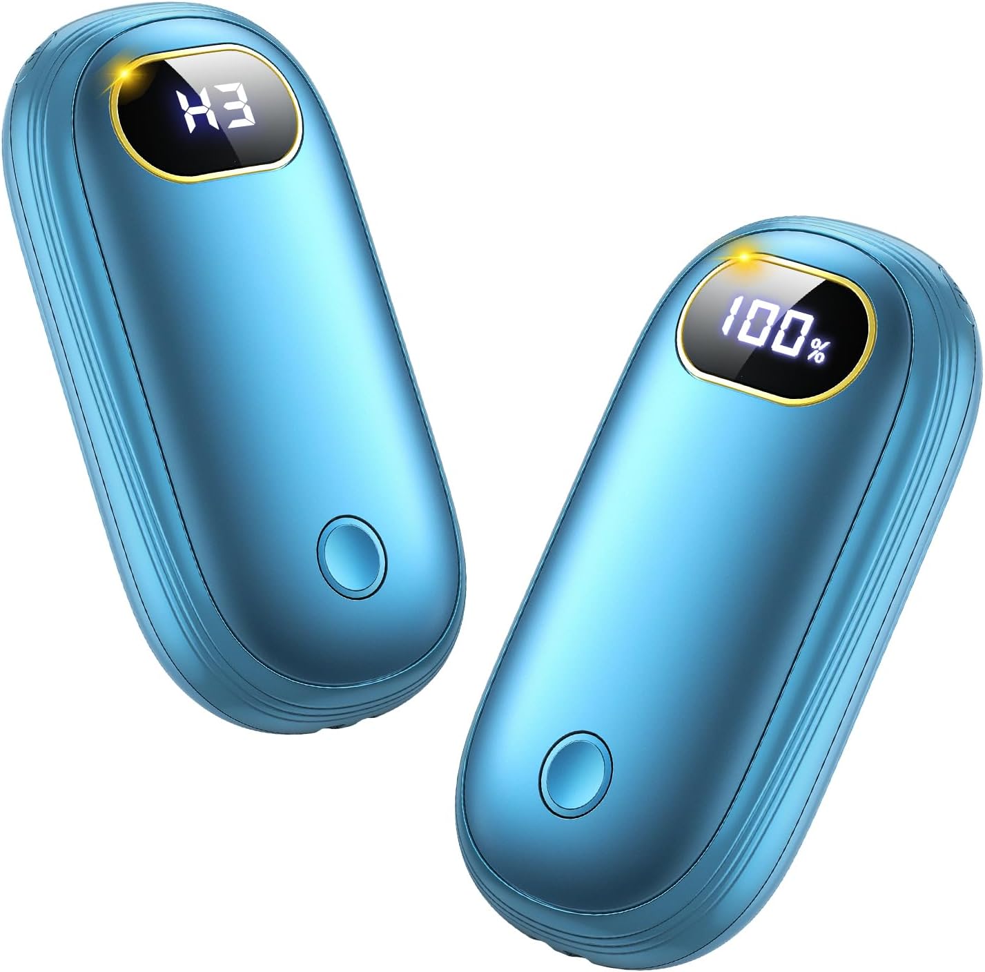 Electric Hand Warmers Rechargeable with Flashlight, LED Display, 17Hrs Warmth, Dual-Side 4 Levels Fast Heating Portable Pocket Heater for Hunting, Camping, Golf, Outdoor, Gifts for Women/Men