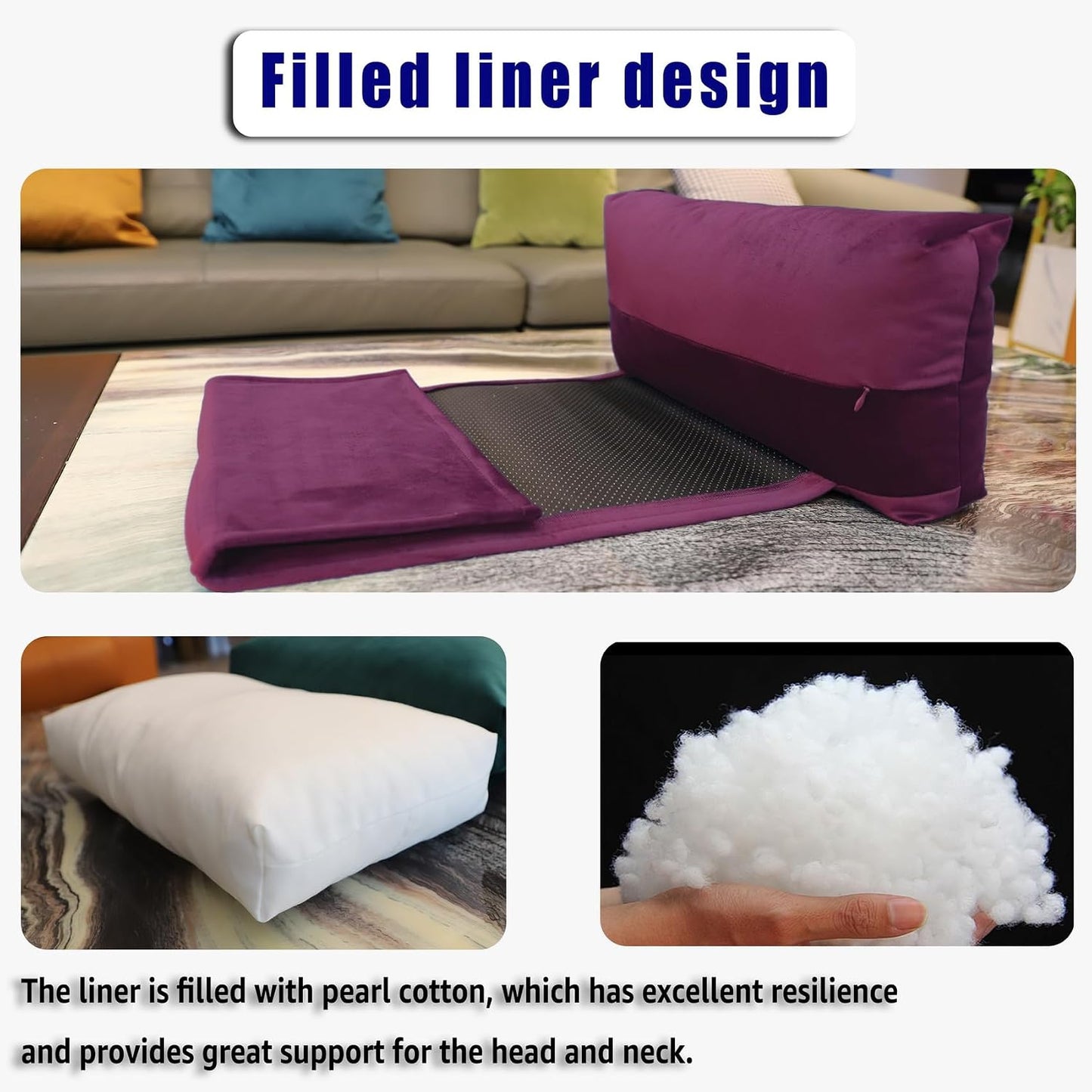 Adjustable Headrest Pillow for Recliners and Armchairs - Non-Slip Velvet Cushion for Neck Support and Pain Relief (Gray)