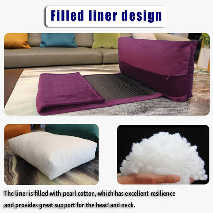 Adjustable Headrest Pillow for Recliners and Armchairs - Non-Slip Velvet Cushion for Neck Support and Pain Relief (Gray)