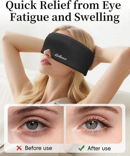 Cooling Eye Mask for Puffy Eyes, FSA Eligible HSA, Headache and Migraine Relief Gel Eye Mask, for Headache, Puffiness, Eye Strain, Reusable Face Ice Pack for Post-Surgery Care, Deep Blue