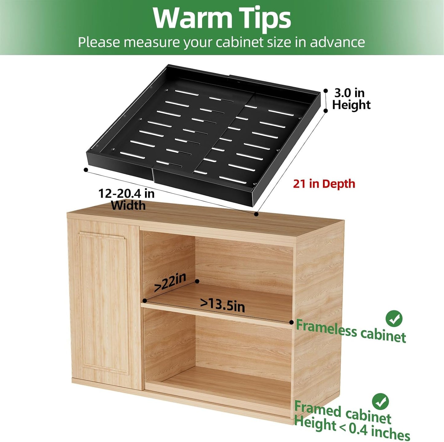 PAKETA 4 Pack Expandable Pull Out Cabinet Organizer,21" Deep | Pull Out Drawers for Cabinets with width from 12" to 20",Sliding Drawers for Cabinets with Upgrade 3 Slide Rails,hold 65 lbs