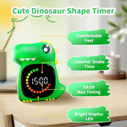 Pink Dinosaur Visual Timer for Kids, Girls Potty Training Timer | Color Countdown, Rechargeable, LED Screen, 99 Minute, Toddler, Children, Transition, 2-Min Toothbrush Setting, Hand Washing