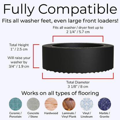 Anti Vibration Pads for Washing Machine, Fit Feet to 2.25in 4 Pack + Level | Stops washer, dryer walking, moving; TrianGrip; rubber shock absorber, stabilizer; spin cycle noise reducer