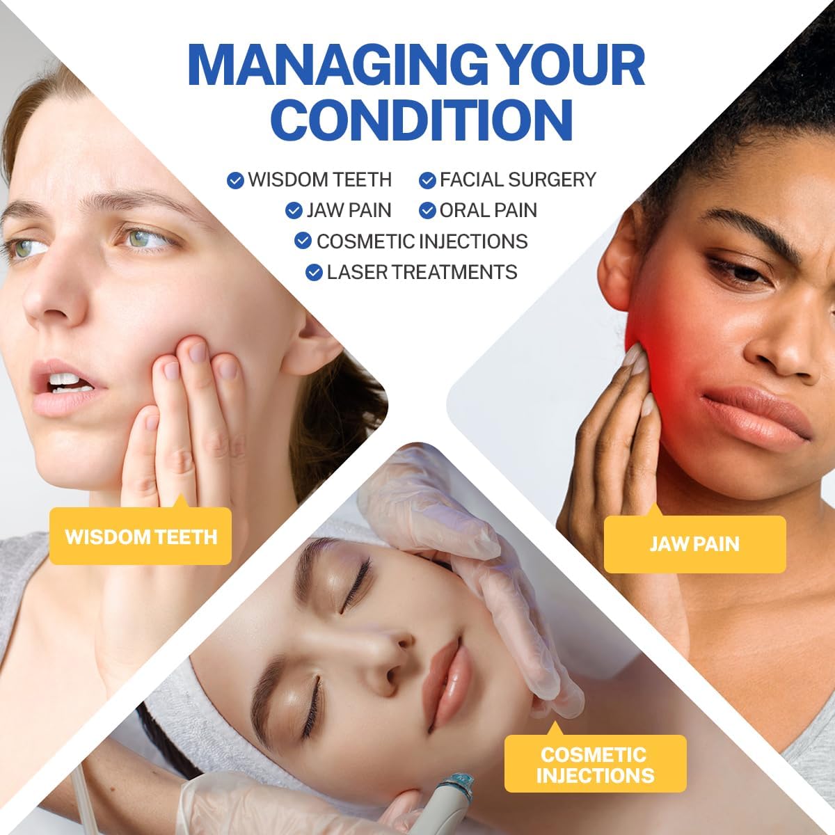 Comfpack Face Ice Pack Wrap for TMJ Relief with 4 Reusable Gel Packs | Hot Cold Therapy, Wisdom Teeth Ice Pack Head Wrap for Tooth Extraction & Teeth Removed, Oral Surgery, Cosmetic Injection