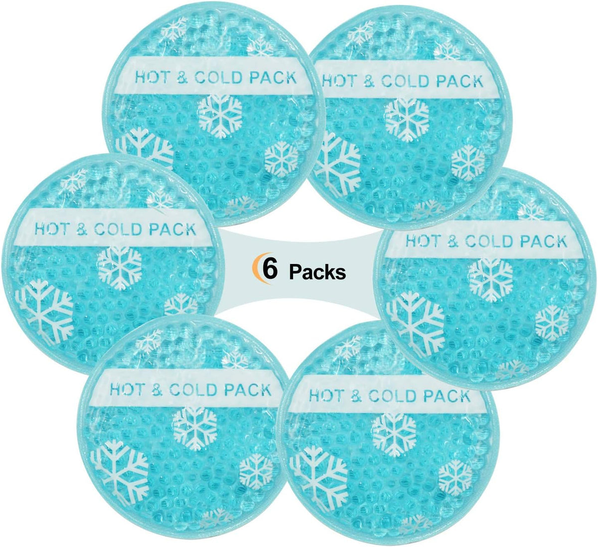 OLESILK Small Round Gel Beads Ice Packs with Cloth Backing, 6 Packs