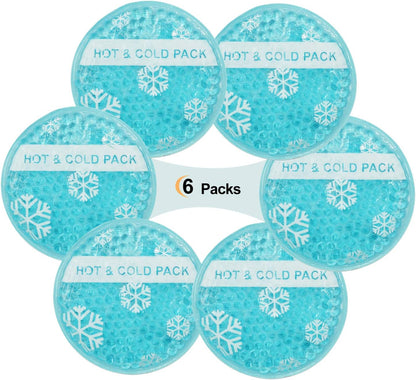 OLESILK Small Round Gel Beads Ice Packs with Cloth Backing, 6 Packs