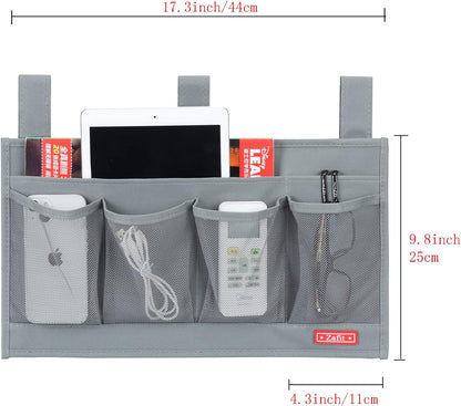 Zafit Hanging Bedside Caddy, Bedside Storage Organizer for Magazine, Phone, Remote control (Classic4 Pockets-Black)