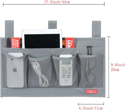 Zafit Hanging Bedside Caddy, Bedside Storage Organizer for Magazine, Phone, Remote control (Classic4 Pockets-Black)