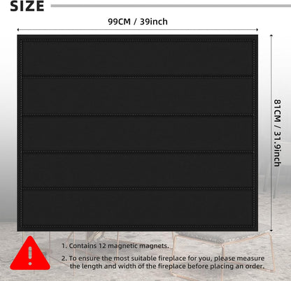 36"×27" Magnent Fireplace Cover,Fireplace Blocker Blanket for Stop Heat Loss and Save Enegry,Indoor Fireplace Draft Stopper with Built-in 12 Strong Magnet for Iron Fireplace Frame