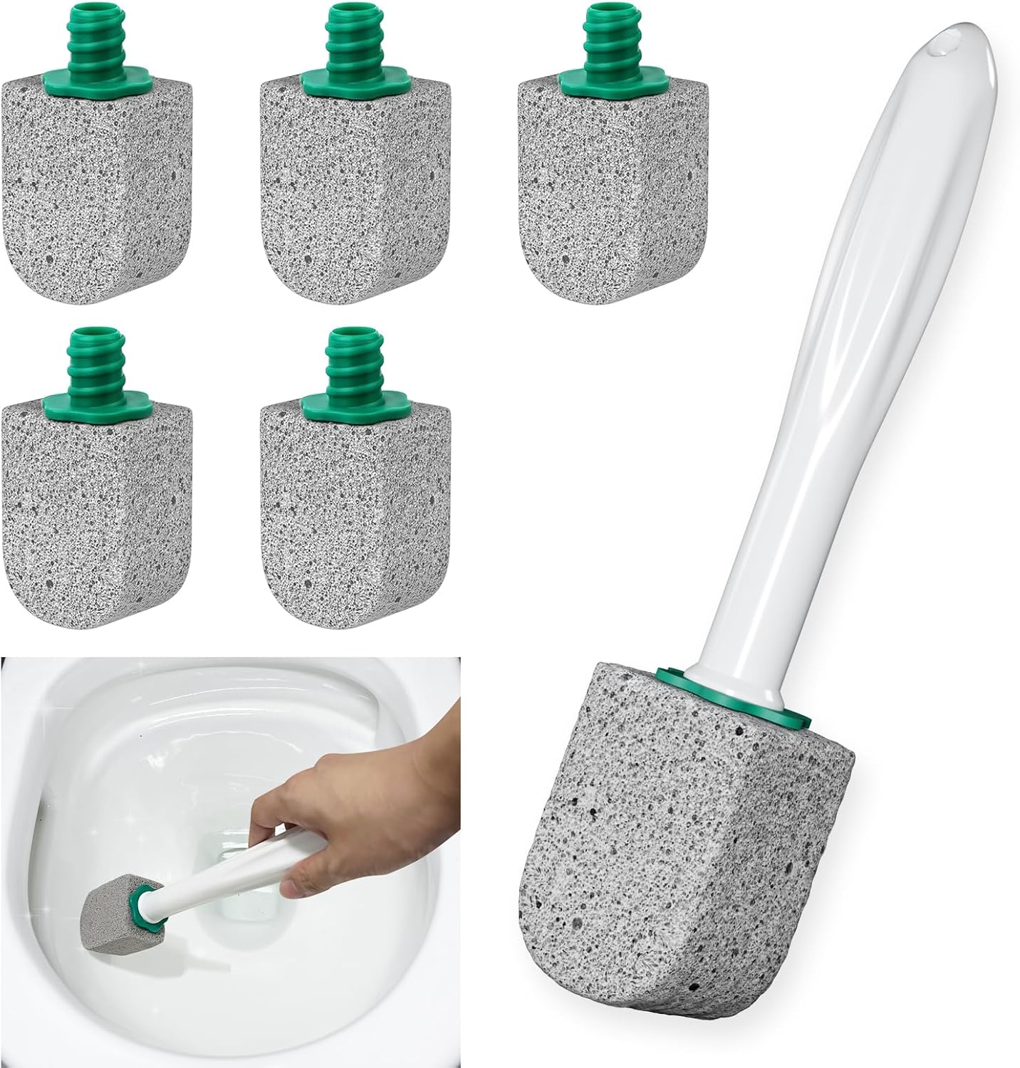 Pumice Stone Toilet Bowl Cleaner for Hard Water Ring & Stains | Removes hard water rings, calcium buildup & rust stains from toilet bowls without scratching porcelain.