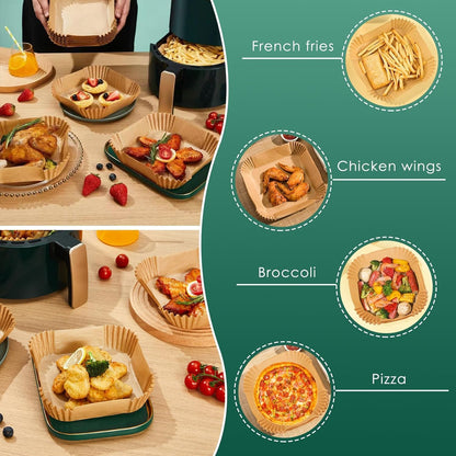 400 Pcs 8" Square Air Fryer Liners Disposable, Airfryer Paper for 5-8QT | Food-grade Parchment Paper for Air fryer Basket, Non-Stick, OilProof Baking Sheets for Oven Pan