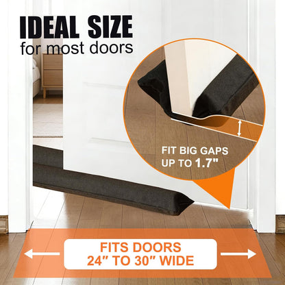 Under Door Draft Stopper 30-38" Adjustable Wind Stopper for Door & Window, Foam Door Sweep Air & Noise Blocker for Bottom of Doors Double Side Seal - Black