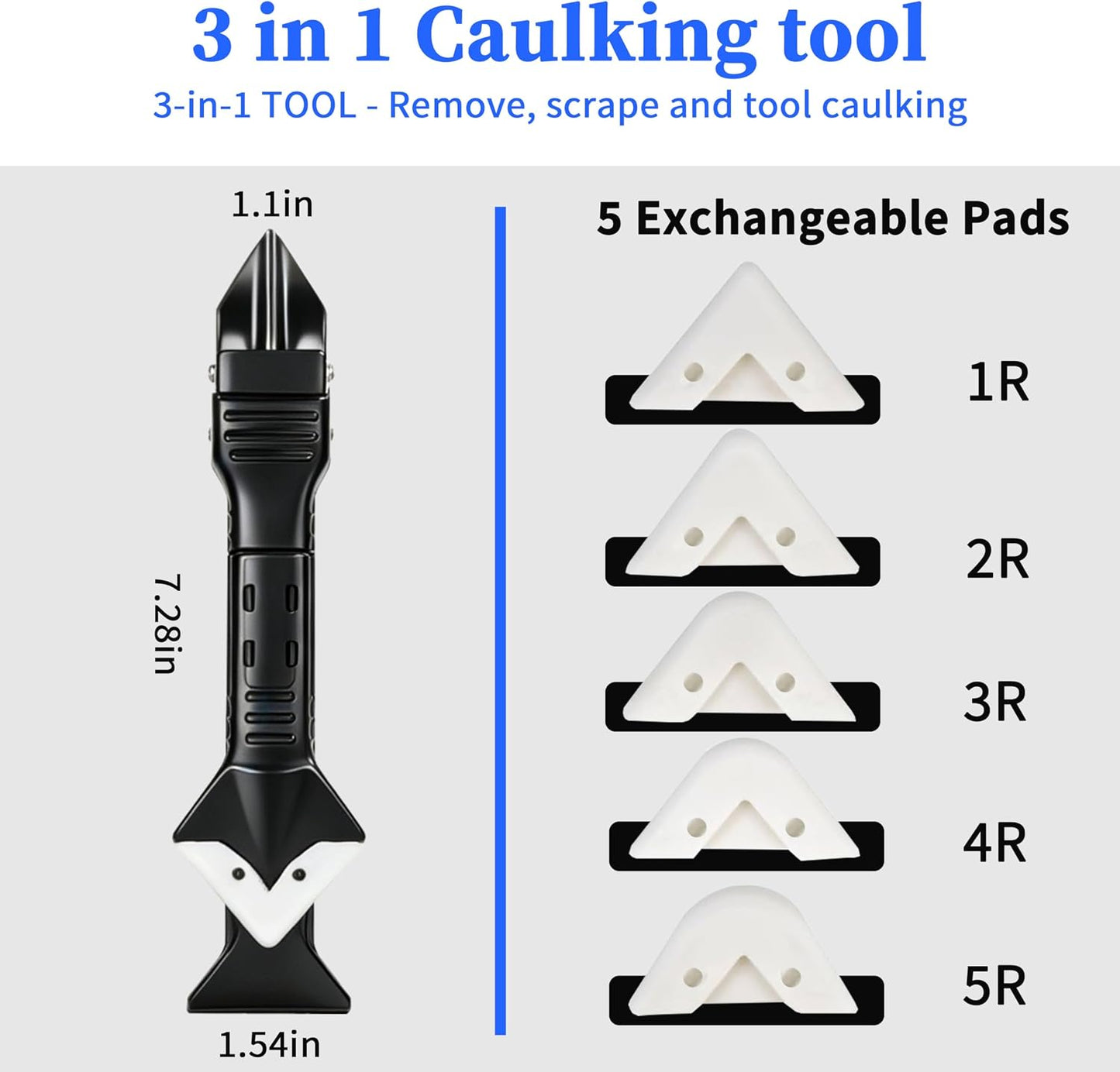 Caulking Tool Kit with Caulk Remover & Putty Knife Scraper | Multifunctional Caulking Tool Set with Caulk Remover, Professional Putty Knife Scraper for Smooth, Clean Sealant Joint
