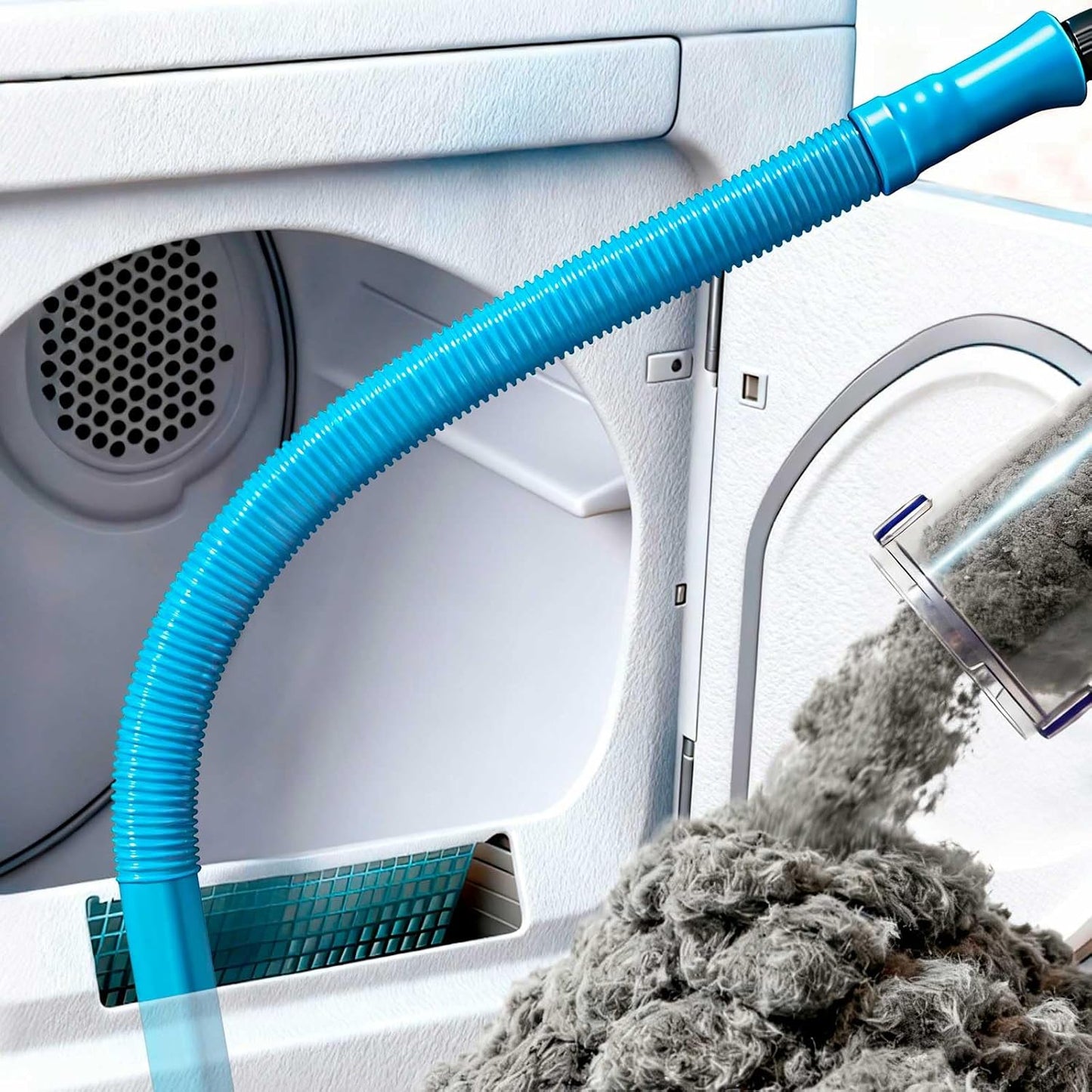 Dryer Vacuum Hose attachment Lint Kit–Flexible Hose for Deep Cleaning Vents & Traps，Dryer Vent Cleaner Kit, Lint trap cleaning tool