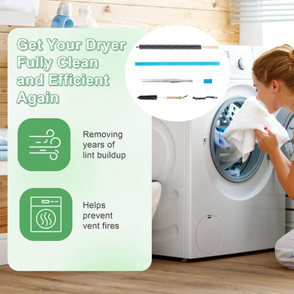 2 PCS Dryer Vent Cleaner Kit Compatible with Most Vacuum Cleaner | Dryer Lint Brush and Vacuum Hose Attachment with Universal Elastic Connector, Quickly Lint Remover