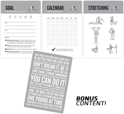 NewMe Fitness Pilates Workout Cards, Instructional Fitness Deck for Women & Men, Beginner Fitness Guide to Training Exercises at Home or Gym