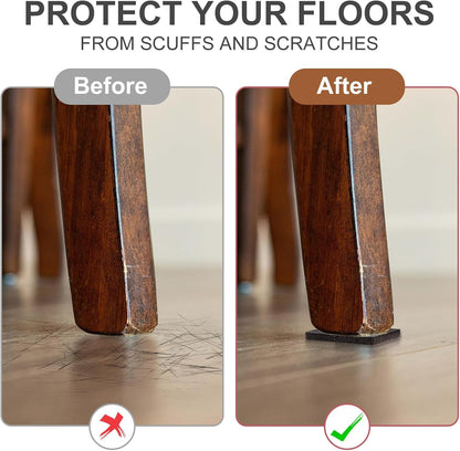 12Pcs Square Felt Furniture Pads, Self Adhesive Square Furniture Felt Pad 2 inch x 2 inch Cuttable Anti Scratch Floor Protectors Surface Protector for Hardwood Cabinet Laminated Floor Tile