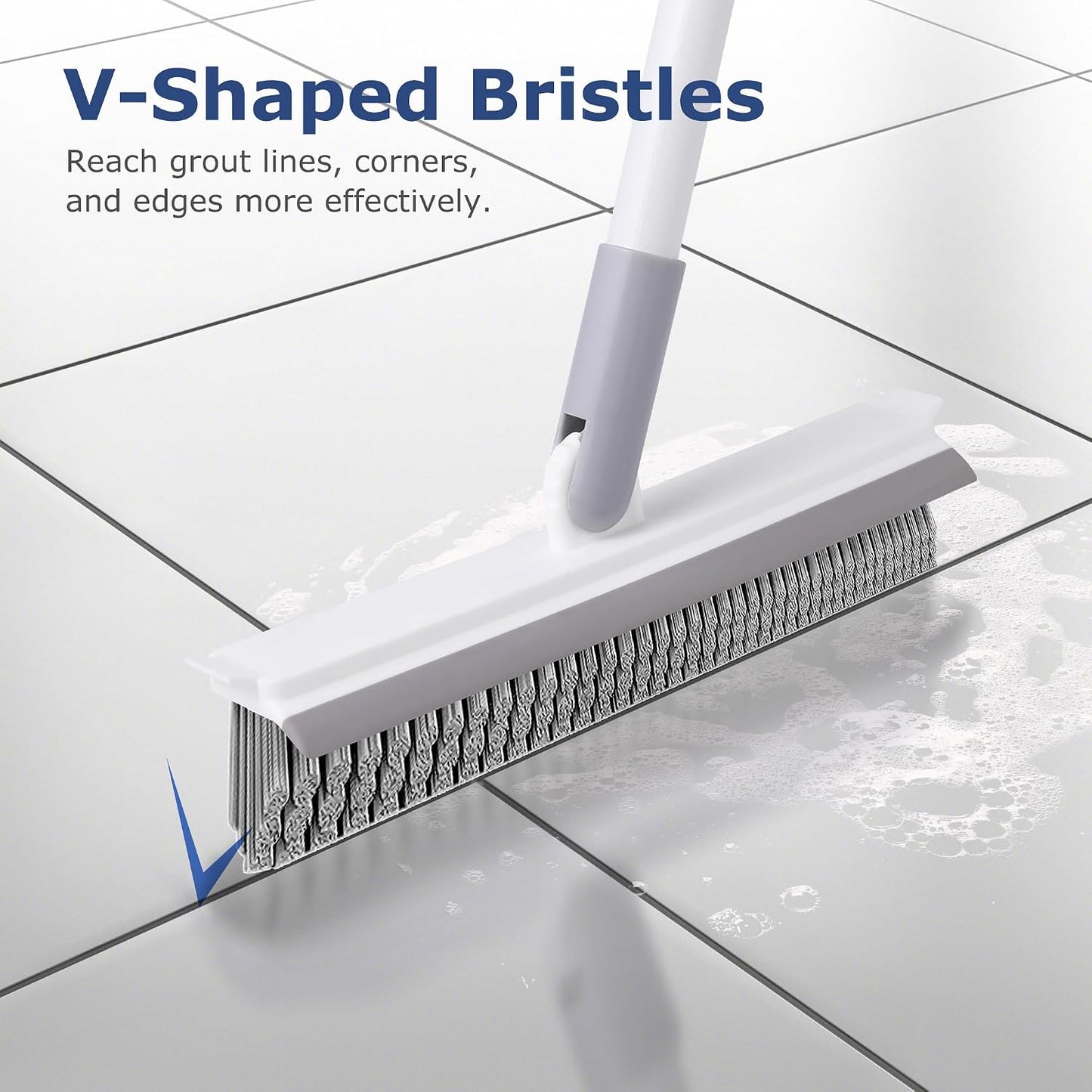 IVYROLL Grout Brush with Long Handle, Grout Cleaner Brush for Tile Floors | Stiff Bristles for Crevice, Tile Line, Shower, Kitchen, Bathroom