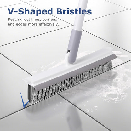 IVYROLL Grout Brush with Long Handle, Grout Cleaner Brush for Tile Floors | Stiff Bristles for Crevice, Tile Line, Shower, Kitchen, Bathroom