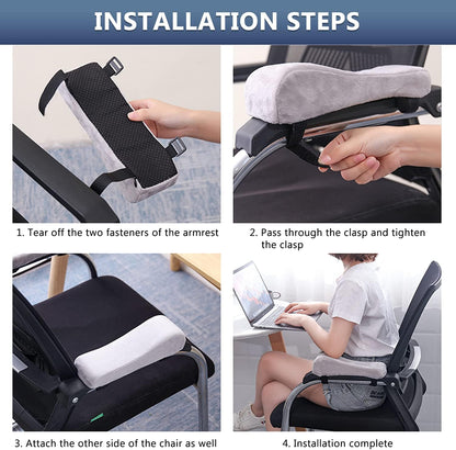 Chair Ergonomic armrest Cushions Elbow Pillow Pressure Relief Office Chair Gaming Chair armrest with Memory Foam armrest Pads 2-Piece Set of Chair （Gray）