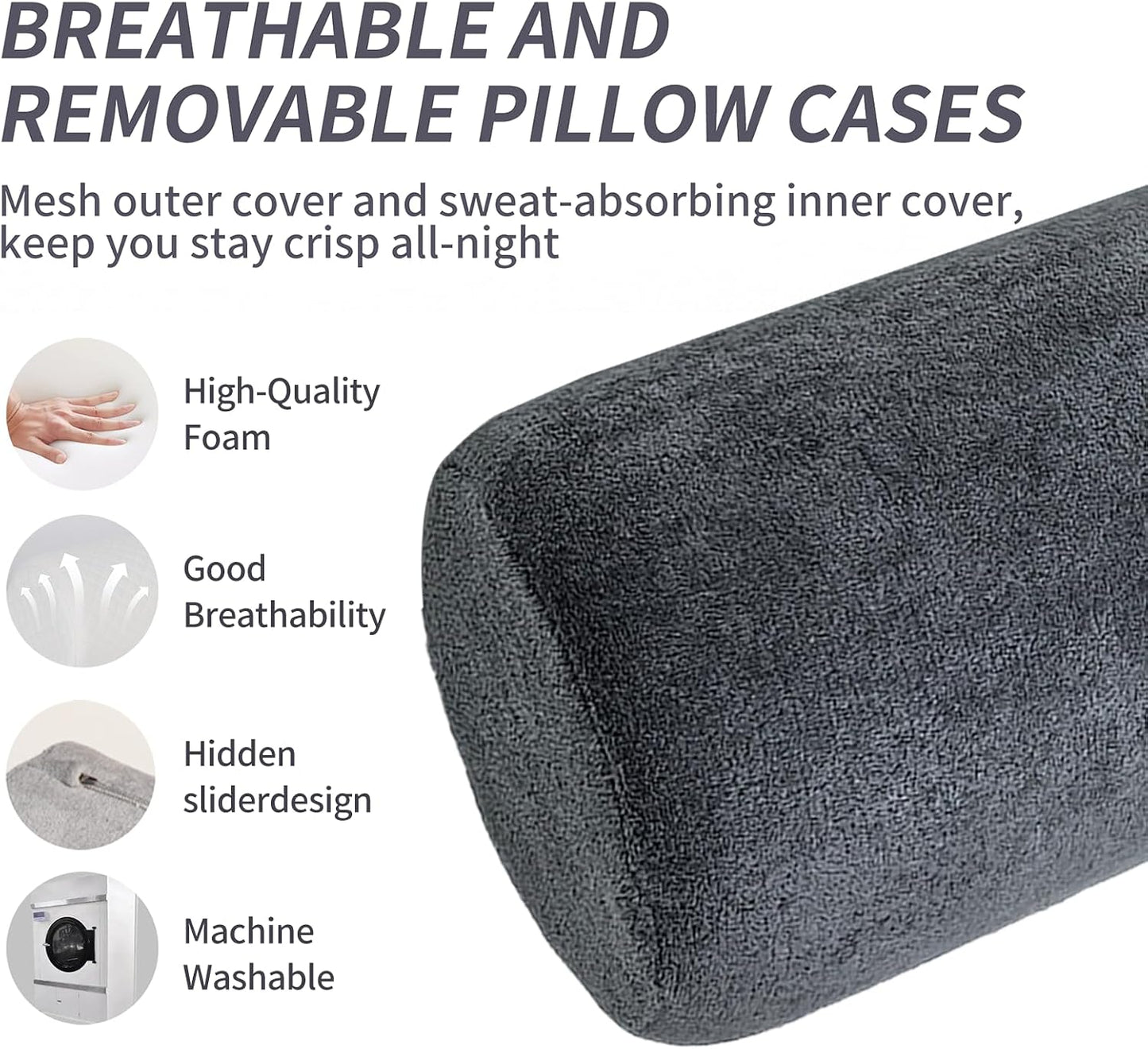 iYKYK Cervical Neck Support Foam Round Pillow for Sleeping and Pain Relief, Memory Foam Body Positioner (Dark Gray)