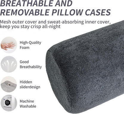 iYKYK Cervical Neck Support Foam Round Pillow for Sleeping and Pain Relief, Memory Foam Body Positioner (Dark Gray)