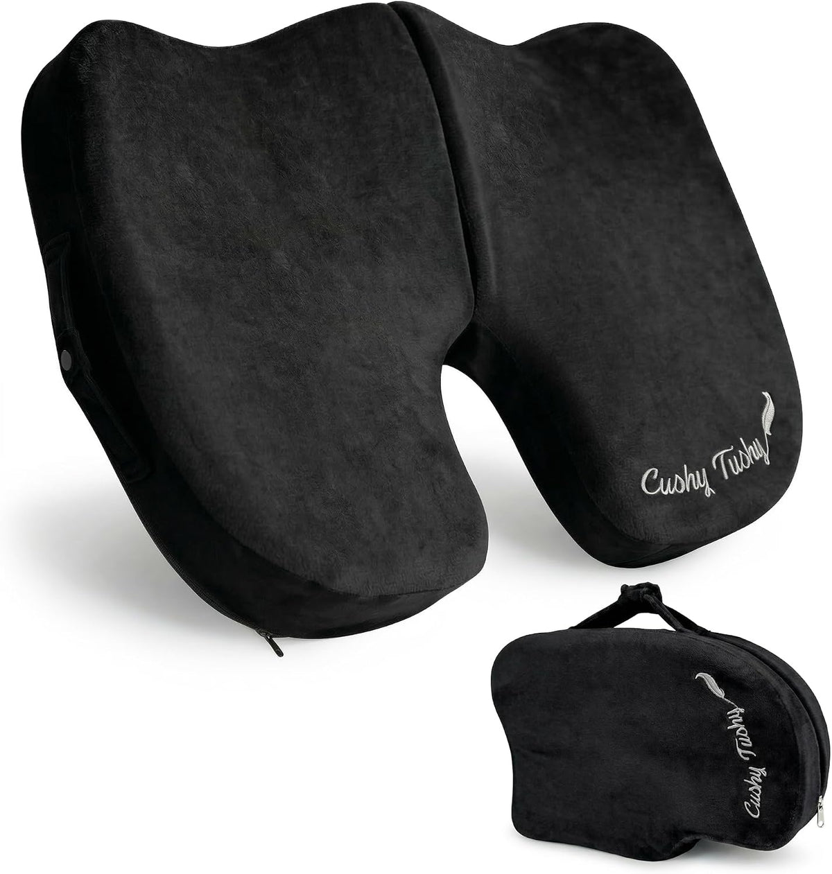 Cushy Tushy Premium Foldable Travel Seat Cushion - for Relief of Lower Back, Sciatic, Butt and Tailbone Pain - for Home & Office Use, Perfect for Travel or Driving - Coccyx Seat Cushion
