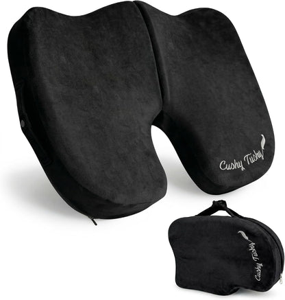 Cushy Tushy Premium Foldable Travel Seat Cushion - for Relief of Lower Back, Sciatic, Butt and Tailbone Pain - for Home & Office Use, Perfect for Travel or Driving - Coccyx Seat Cushion