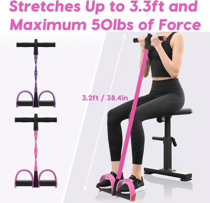 Pedal Resistance Band with Handles, 6-Tubes Natural Rubber Exercise Bands | Upgrade Foot Pedal Resistance Bands for Working Out, Multifunction Fitness Equipment for Abdomen, Waist, Arm, Leg, Pilates