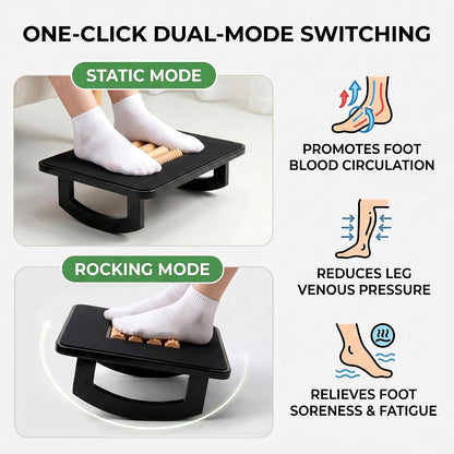 Bamboo Under Desk Foot Rest Foot Stool Rocking Footrest (Nature Semicircle) | Ergonomic Wooden Foot Stool with Non-Slip Surface