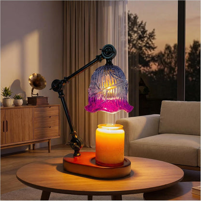 Candle Warmer Lamp, Dimmable Wax Melting Warmer with Adjustable Height, Bedroom Living Room Home Decor, Birthday Relaxation Gifts for Women (Green, Wave)