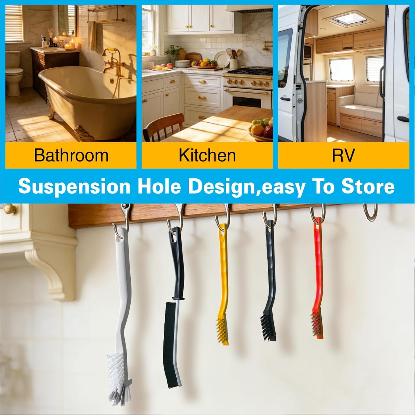 King Origin 12 PCS Home Crevice Cleaning Brush Set | Kitchen Bathroom Cup Lid Straw Dryer Vent Gap Cleaning Tools Household Cleaning Supplies