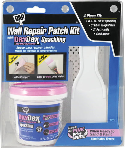 DAP DryDex Spackling Wall Repair Patch Kit, with Pink/White Dry Time Indicator, 8 Oz (7079812345)