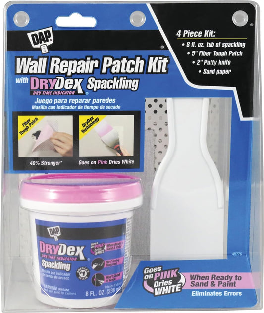 DAP DryDex Spackling Wall Repair Patch Kit, with Pink/White Dry Time Indicator, 8 Oz (7079812345)