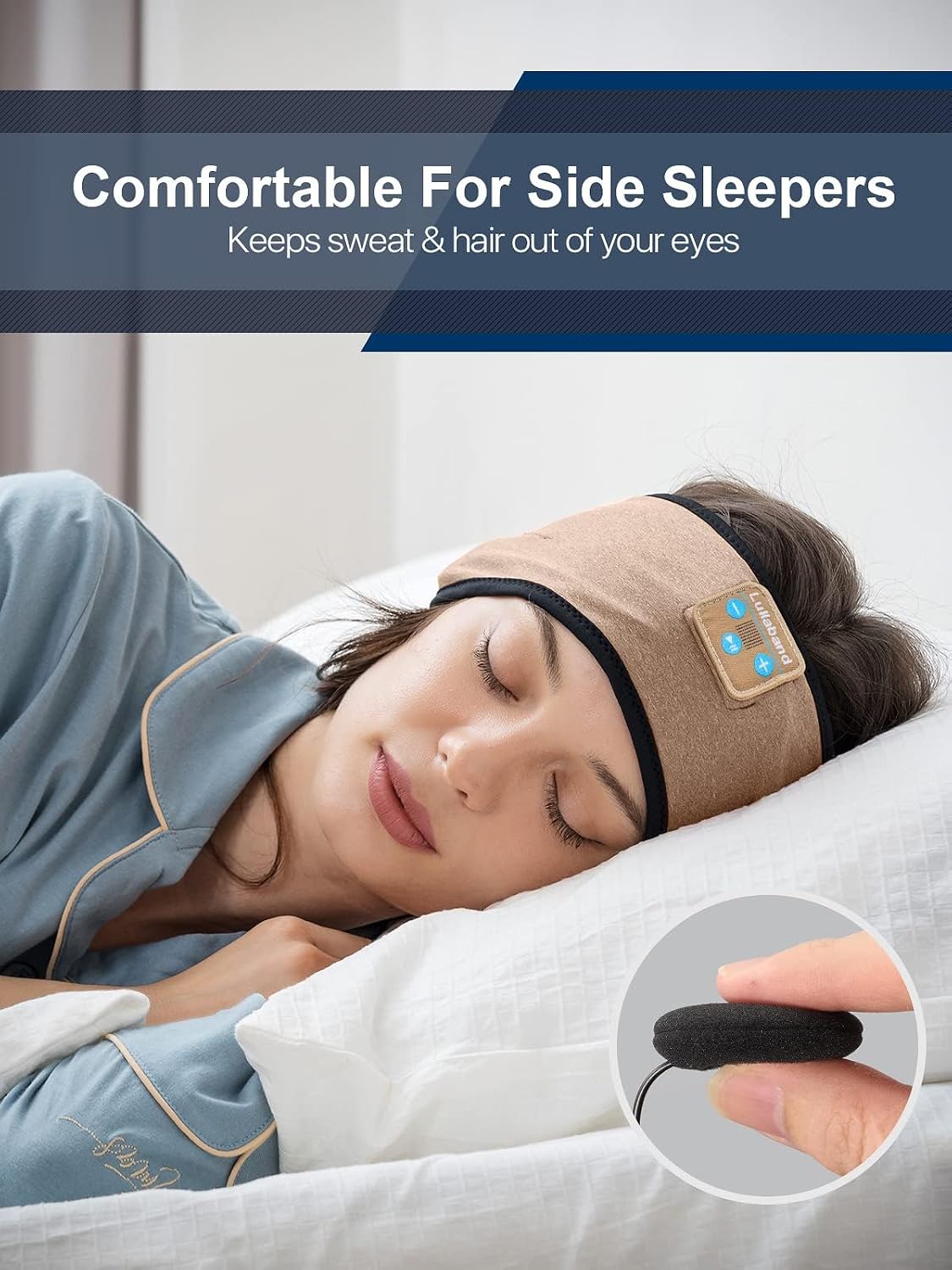 Lullaband Sleep Headphones, Bluetooth Headband Headphones with 12-Hour Battery, Soft Headband for Sleeping, Travel, Exercise, Yoga & Relaxation