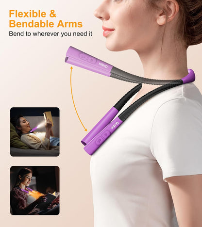 Gritin Book Light, Eye Caring 4-Color&5-Brightness Neck Light Reading Light | Stepless Dimming, 30-min Timer, 80+ Hrs Runtime, Bendable Round Neck Design, Lightweight for Reading, Knitting, Repairing