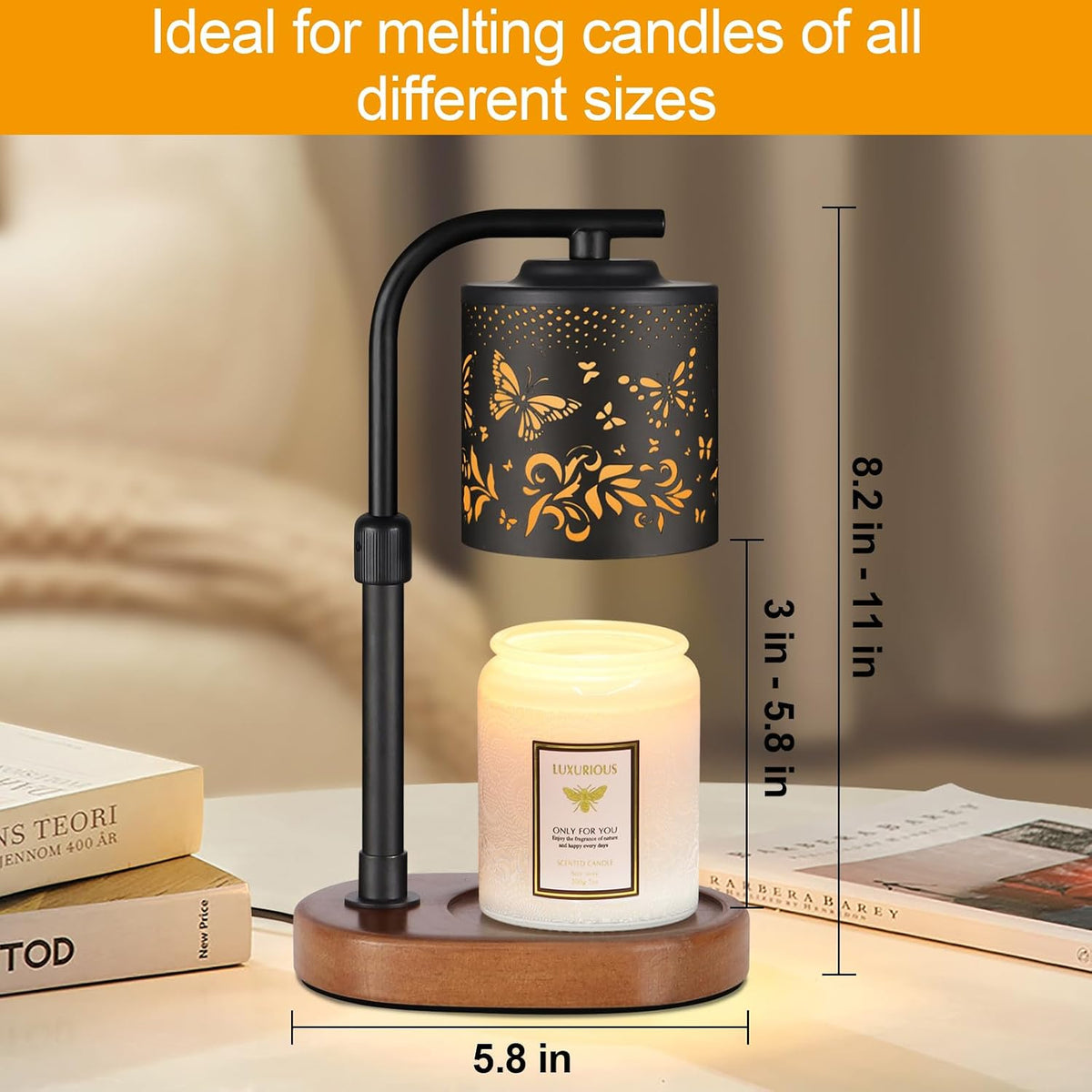 kobodon Candle Warmer Lamp with Timer Dragonfly Electric Candle Lamp Warmer