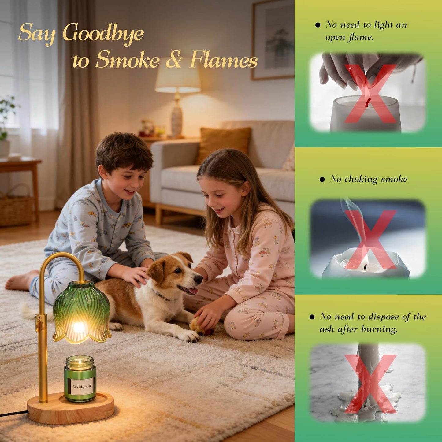 Flower Candle Warmer Lamp, Timer & 4-Level Dimmer, Adjustable Height | Flameless Electric Wax Warmer for Jar Candles, Includes 2 Bulbs, Pink, Home Decor Gift for Mom & Women, Housewarming