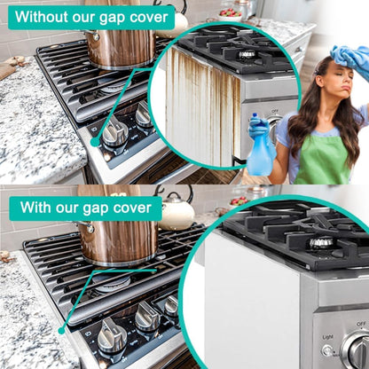 Stove Counter Gap Cover - 25 Inch Silicone Stove Gap Filler 2 Pack White | Kitchen silicone oven gap filler, countertop strips gap guard, easy to clean; white counter gap cover,crack guard for counter