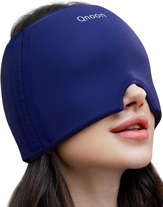 Qnoon Migraine Relief Cap, Headache Relief Cap Mask Products, Cooling Odorless Gel Ice Head Wrap for Tension, Stress,Hangover & Puffy Eyes